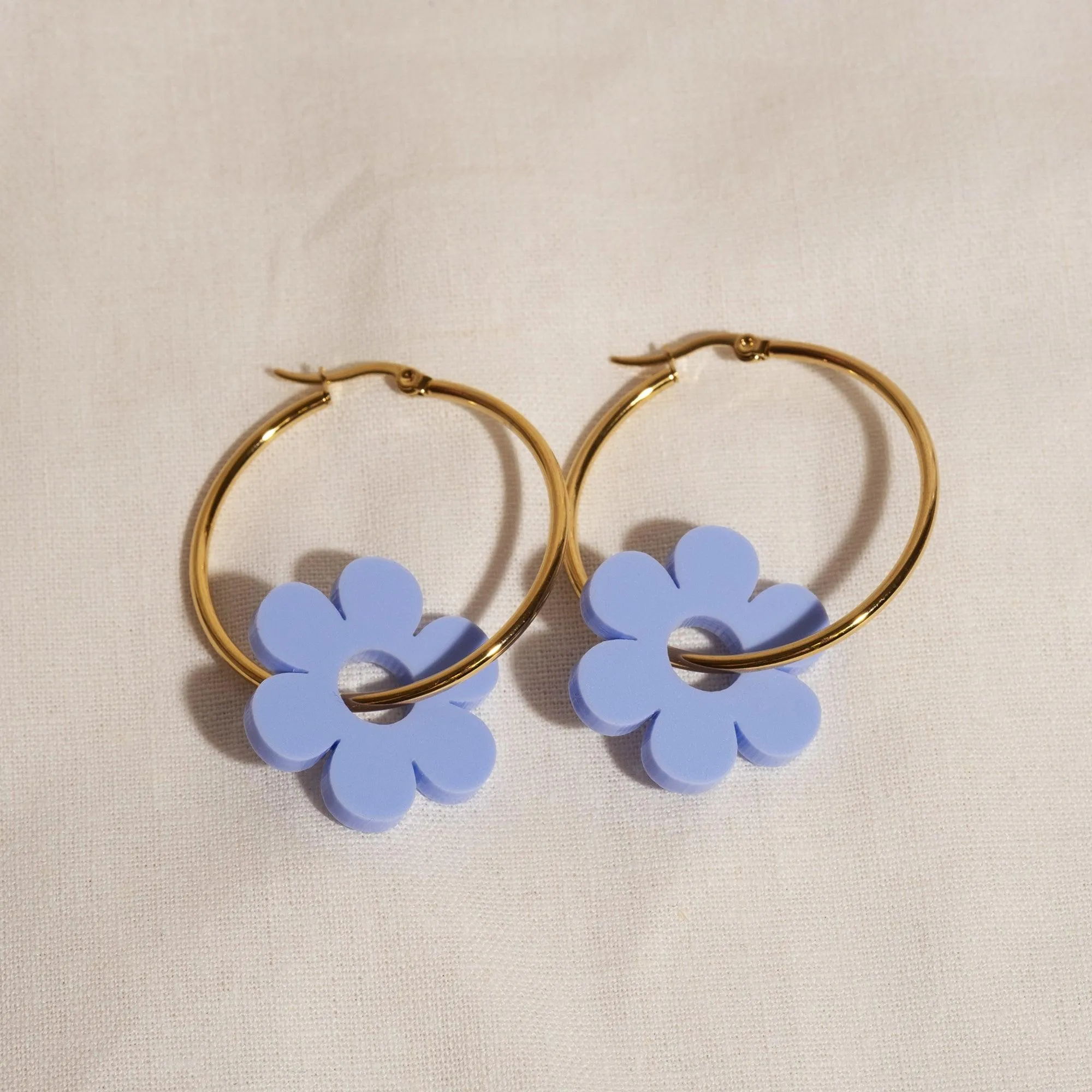 Periwinkle Daisy Hoop Earrings