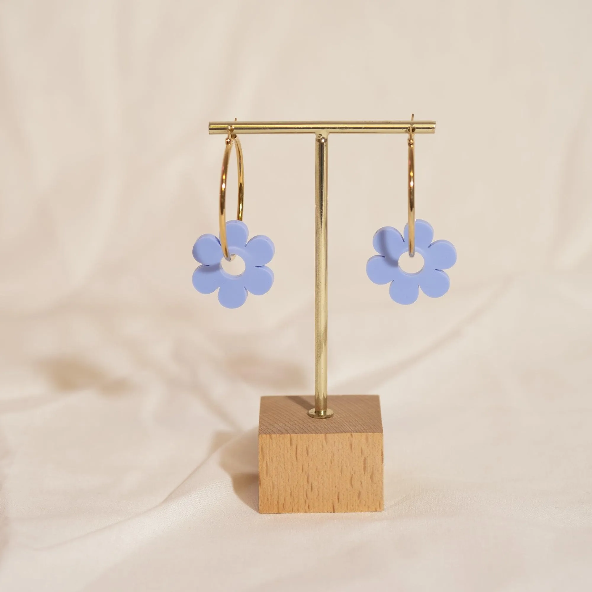 Periwinkle Daisy Hoop Earrings