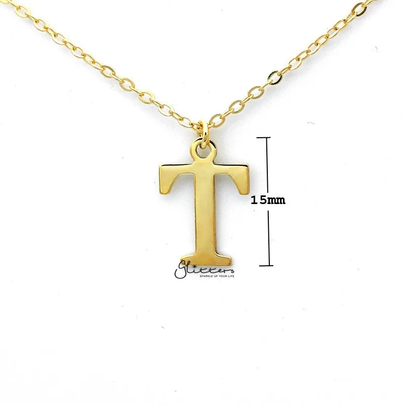 Personalized 24K Gold Plated over Sterling Silver Alphabet Necklace-Font 13