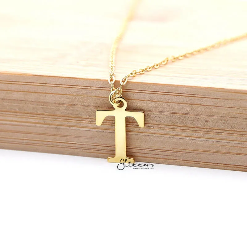 Personalized 24K Gold Plated over Sterling Silver Alphabet Necklace-Font 13