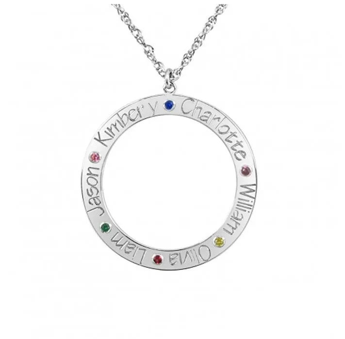 Personalized Family Loop Necklace with Birthstones