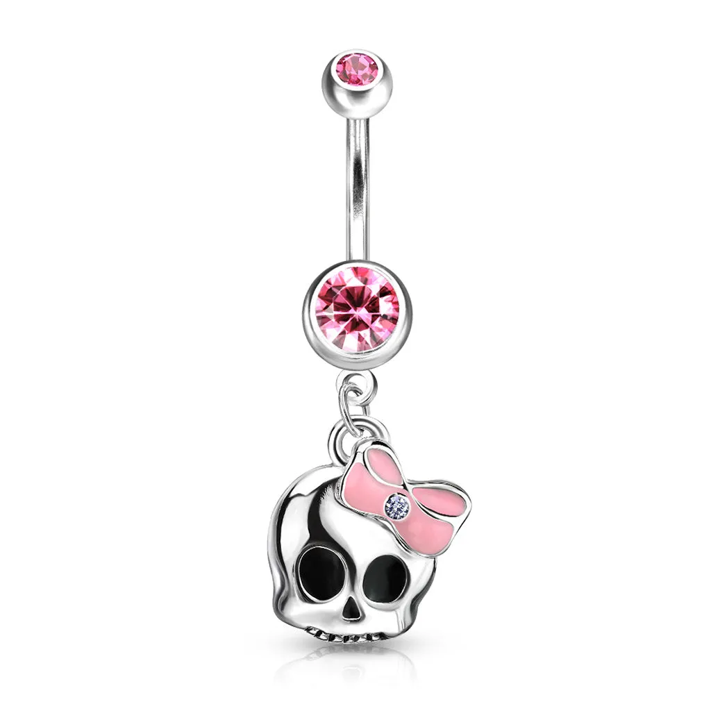 Pink Skull Belly Ring