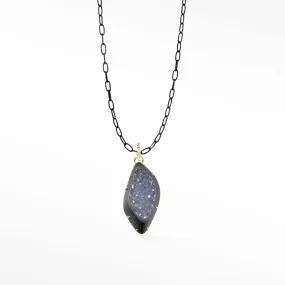 Pinnacle Medium Black Druzy Silver Necklace