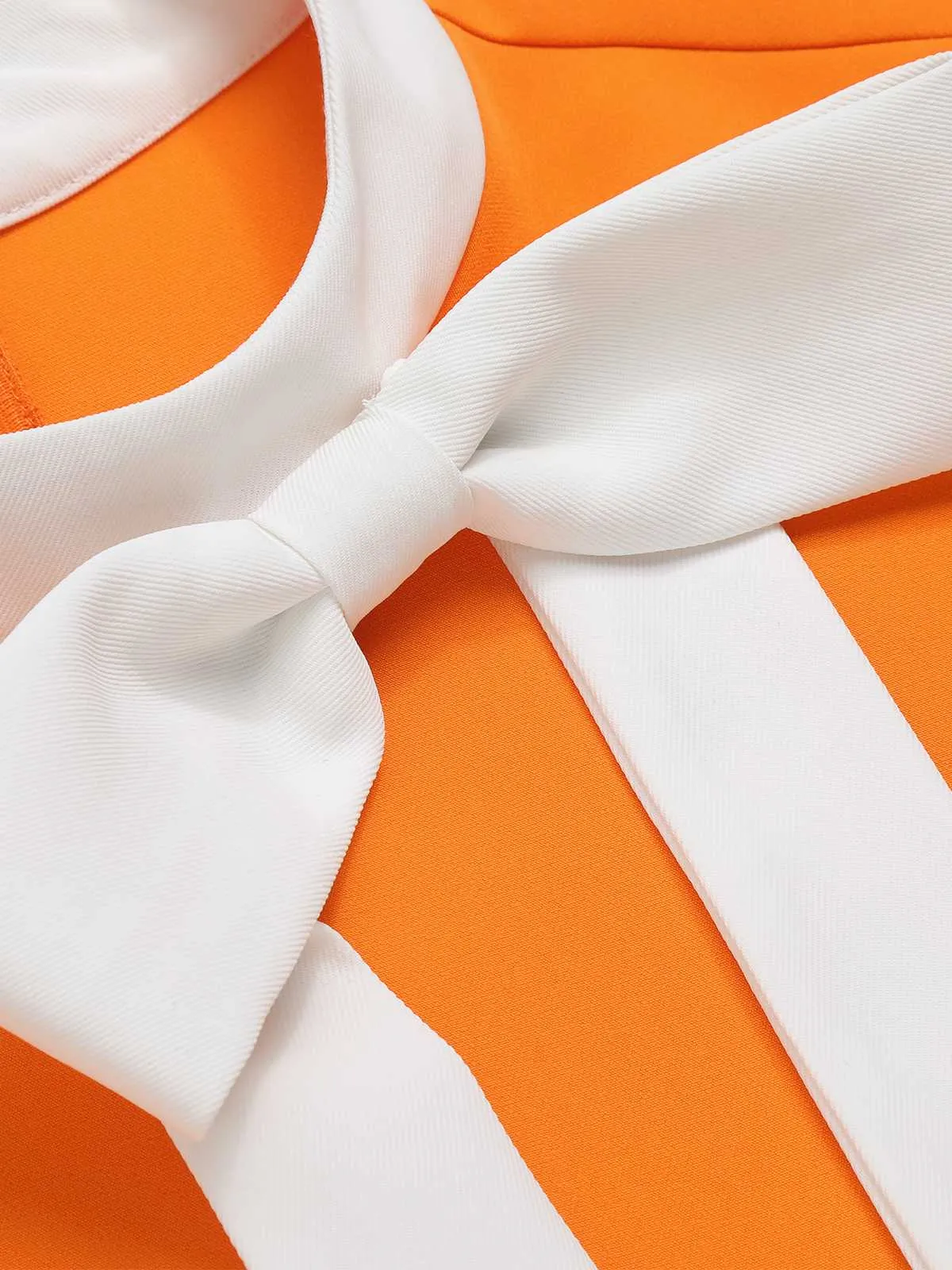 [Pre-Sale] Orange 1960s Crew Bowknot Sleeveless Dress