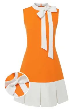 [Pre-Sale] Orange 1960s Crew Bowknot Sleeveless Dress