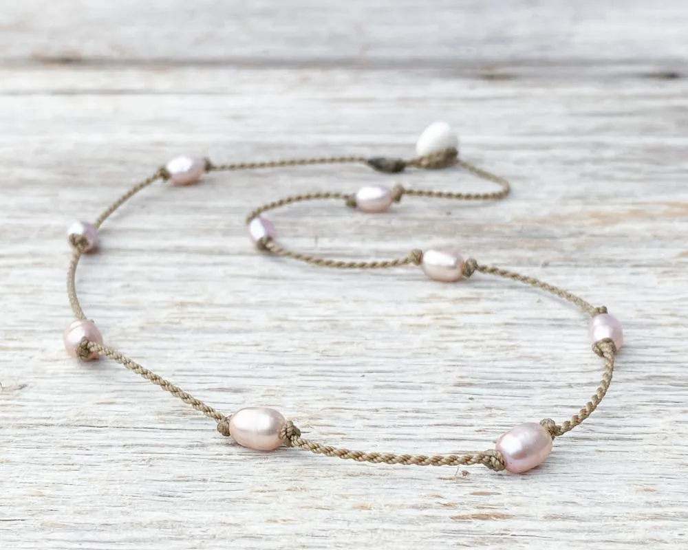 Princess Necklace-0231-Blush Pearl Rice Petite