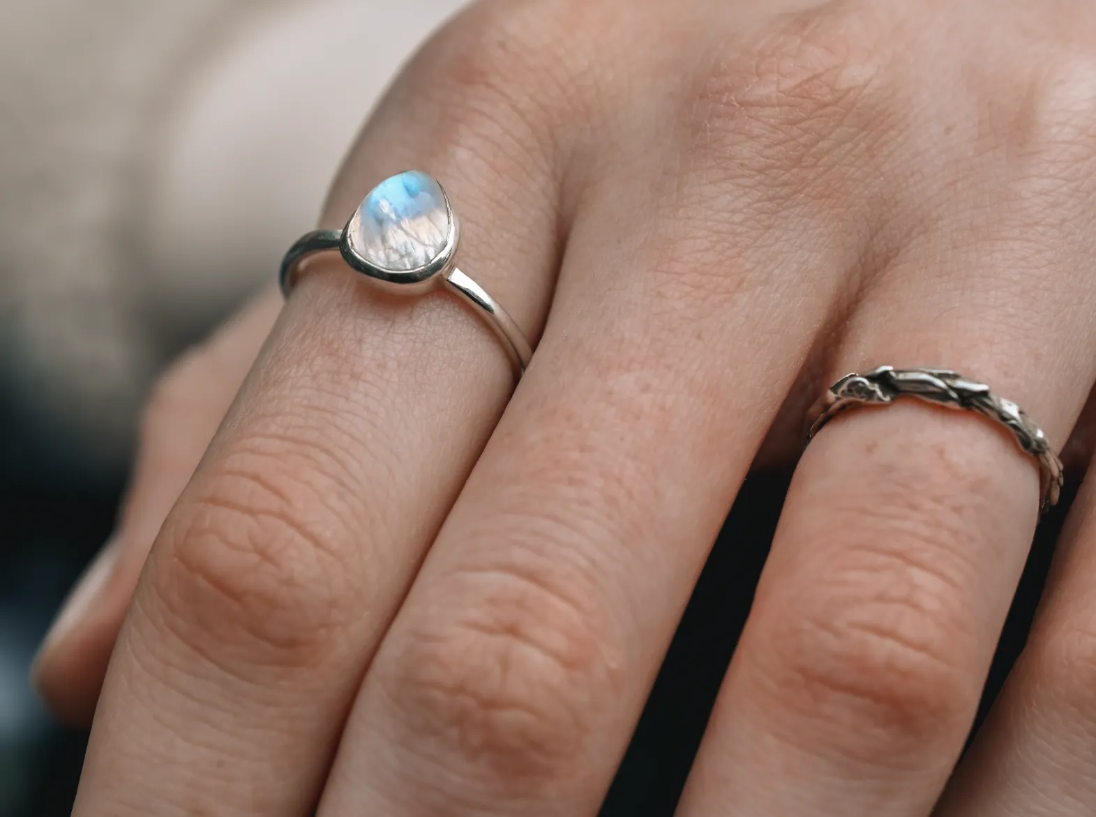 Rainbow Moonstone Ring