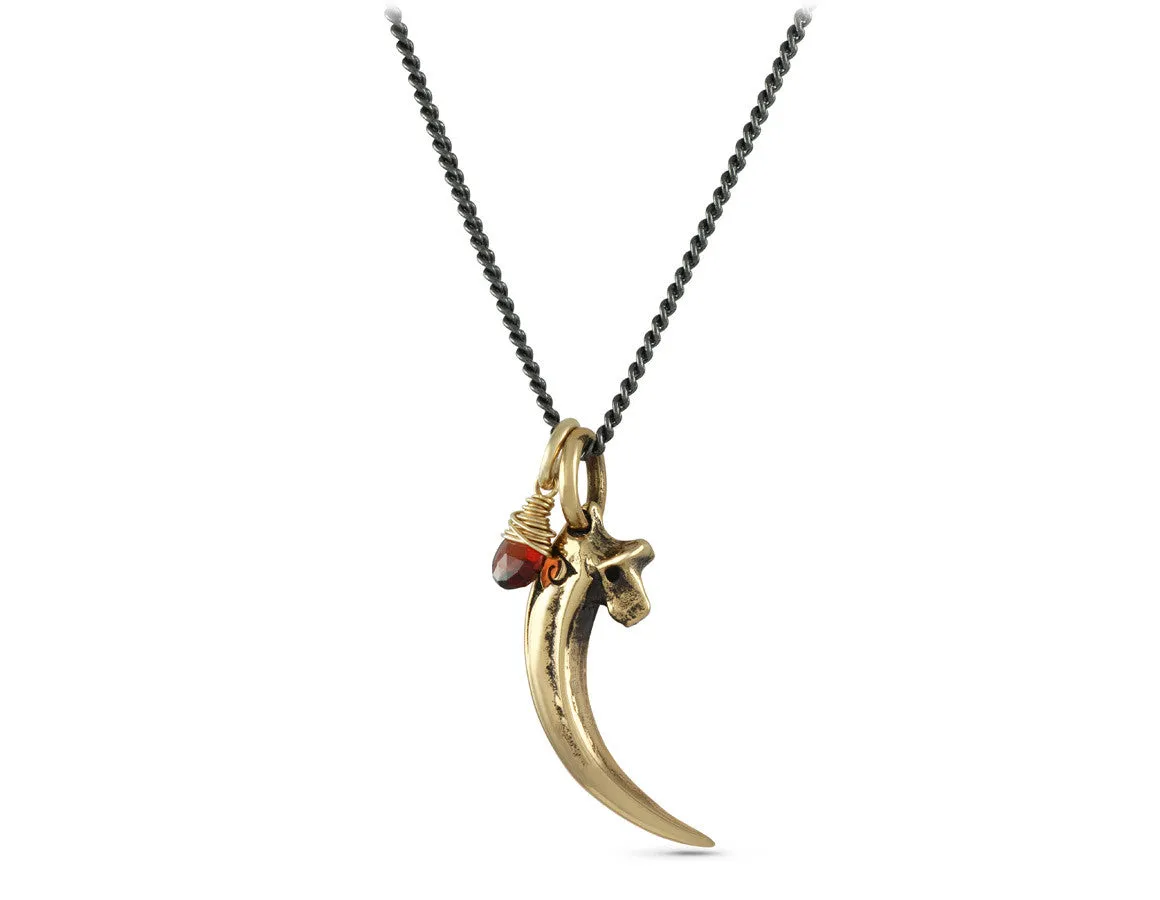 Raven Talon Necklace with Garnet - Bronze