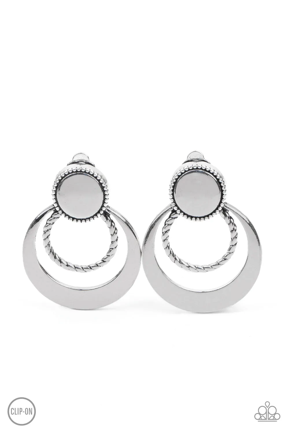 Refined Ruffles Silver Clip-On-Earrings