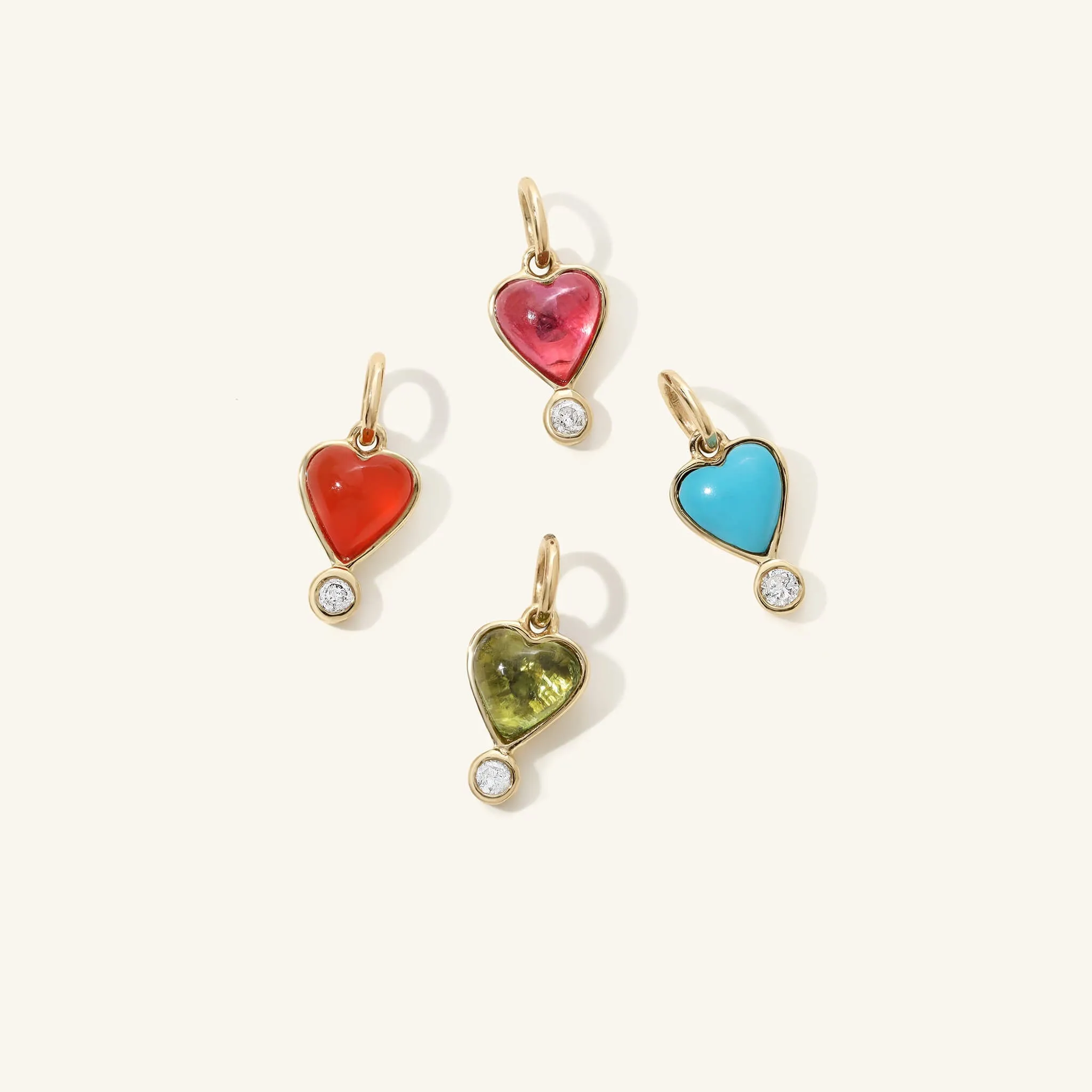 Reversible Green Tourmaline Byrdie Heart Pendant