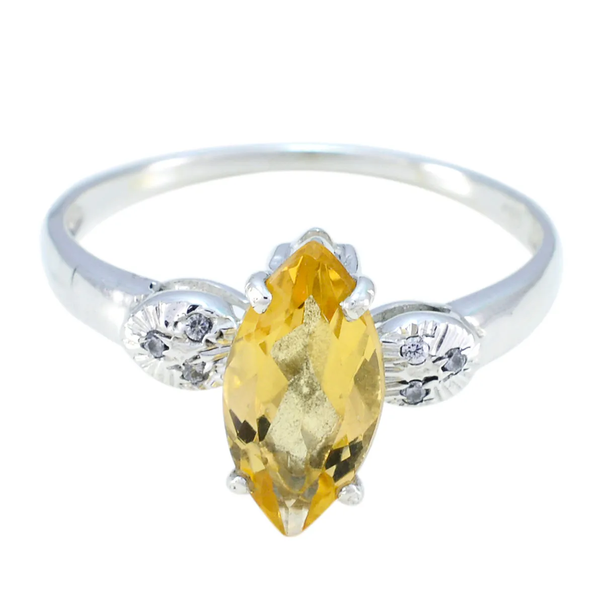 Riyo Fine-Looking Gemstone Citrine Solid Silver Ring Unique Jewelry