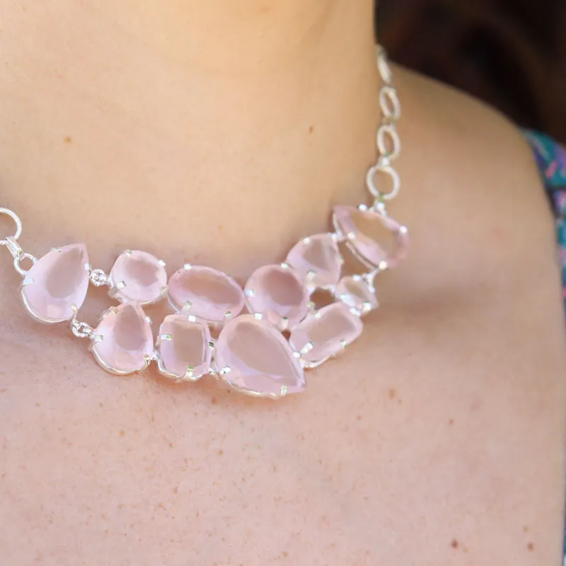 Rose Quartz Chunky Bohemain Necklace