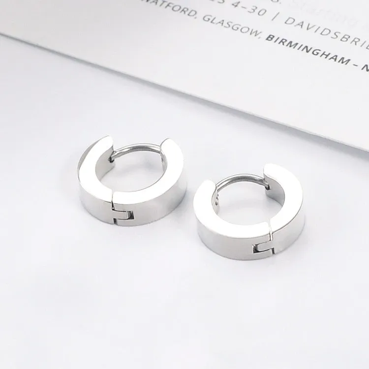 Round Black or Silver Stainless Steel Stud Earrings