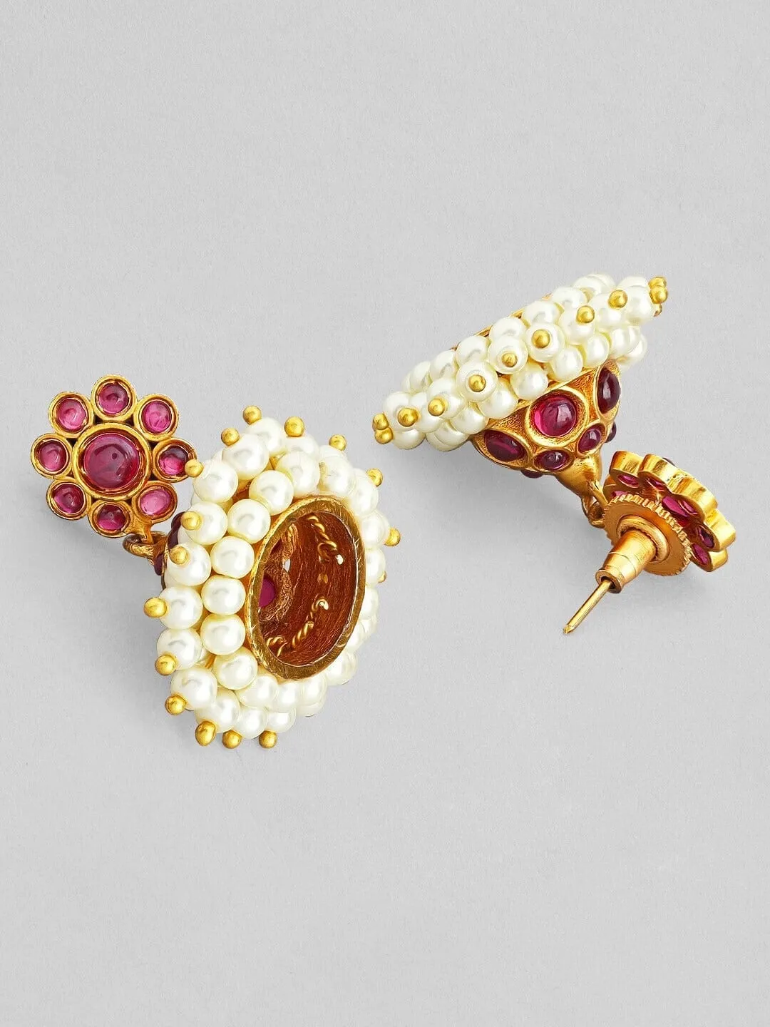 Rubans Gold-Plated Ruby & Pearl Studded Choker Set