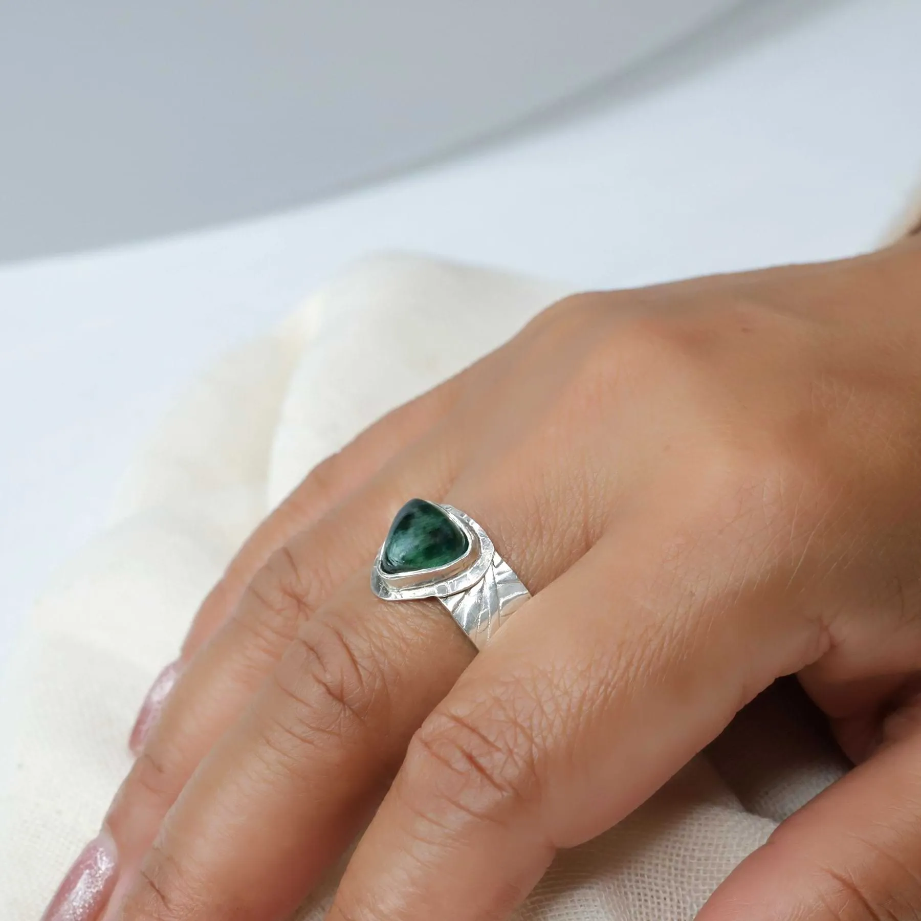 Sanna - Green Tourmaline Argentium Silver Ring