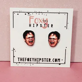 Screaming Dwight Schrute Stud Earrings