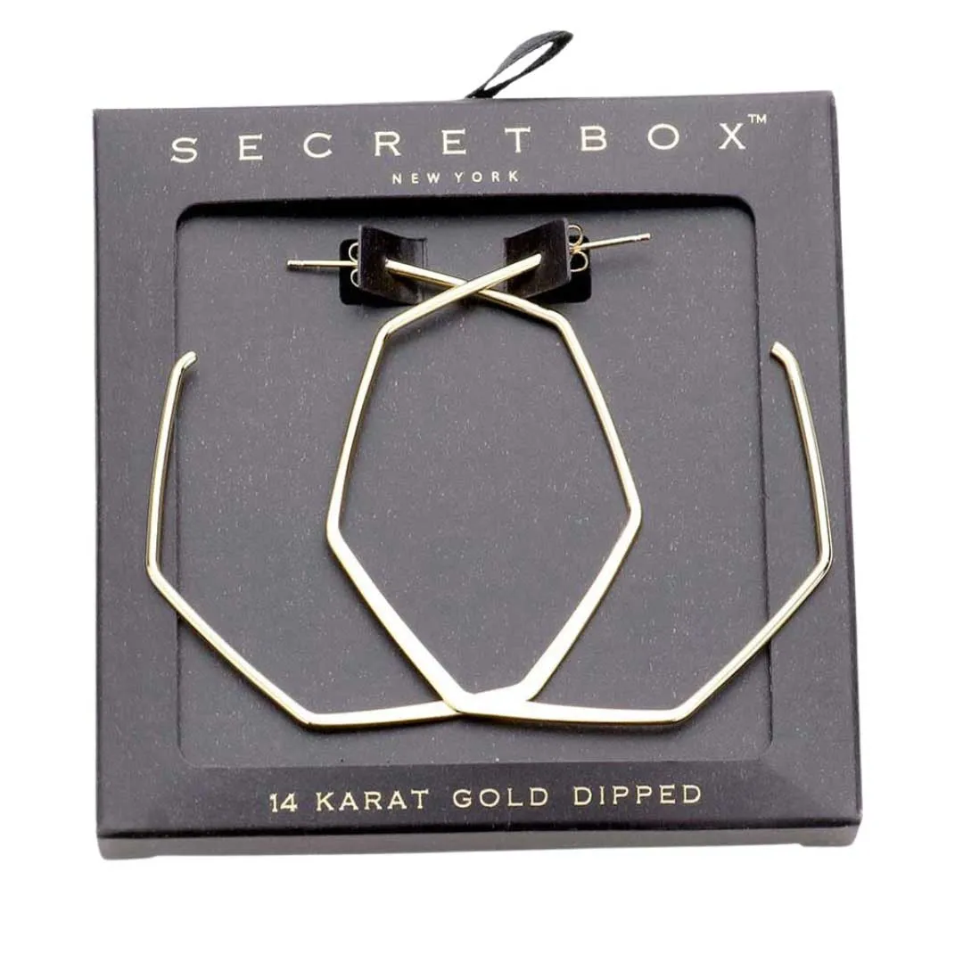 Secret Box 14K Gold Dipped Metal Angled Earrings