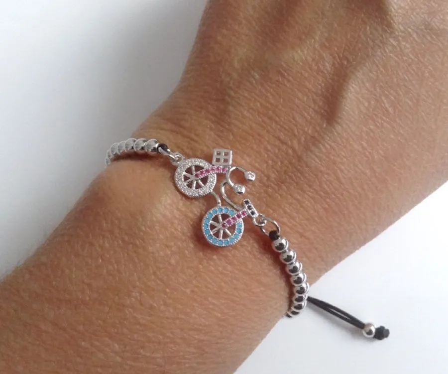 Silver Plated Bike Bracelet Adjustable Fashion Jewelry