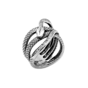 Snake Ring Silver 925 with Zircons