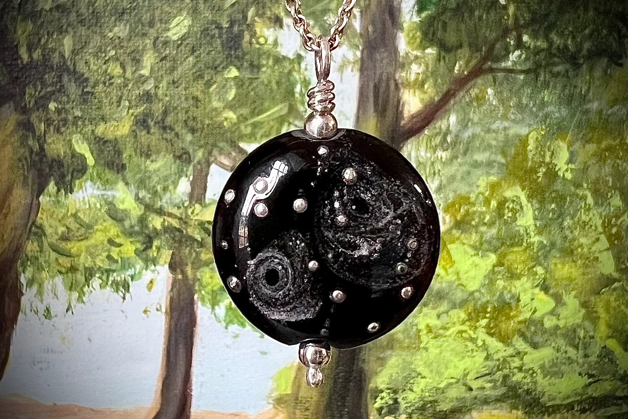 Starry Galaxy Pendant with Cremation Ash