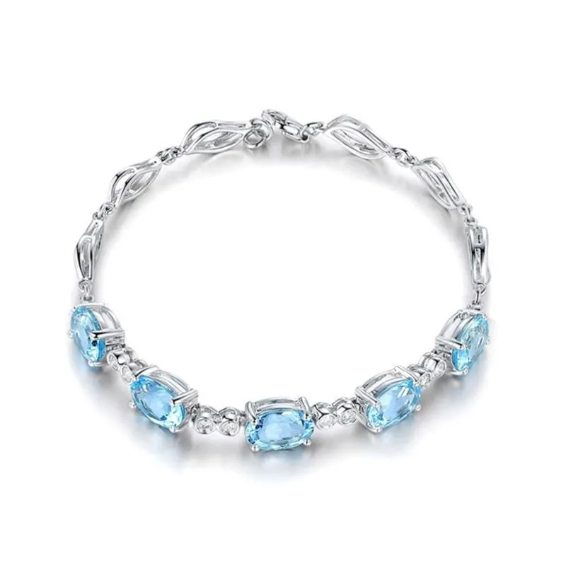 Sterling Silver Blue Topaz Charm Bracelet