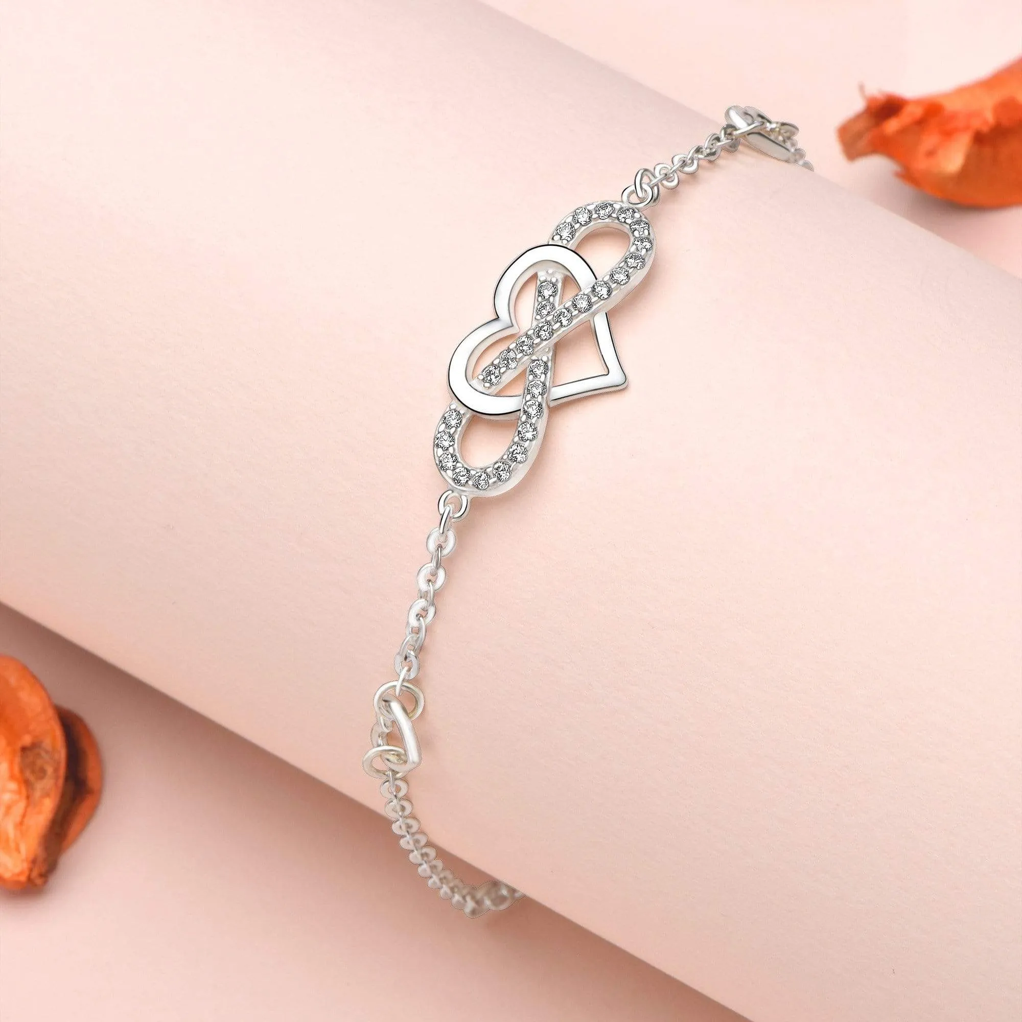 Sterling Silver Infinity Heart Bracelet