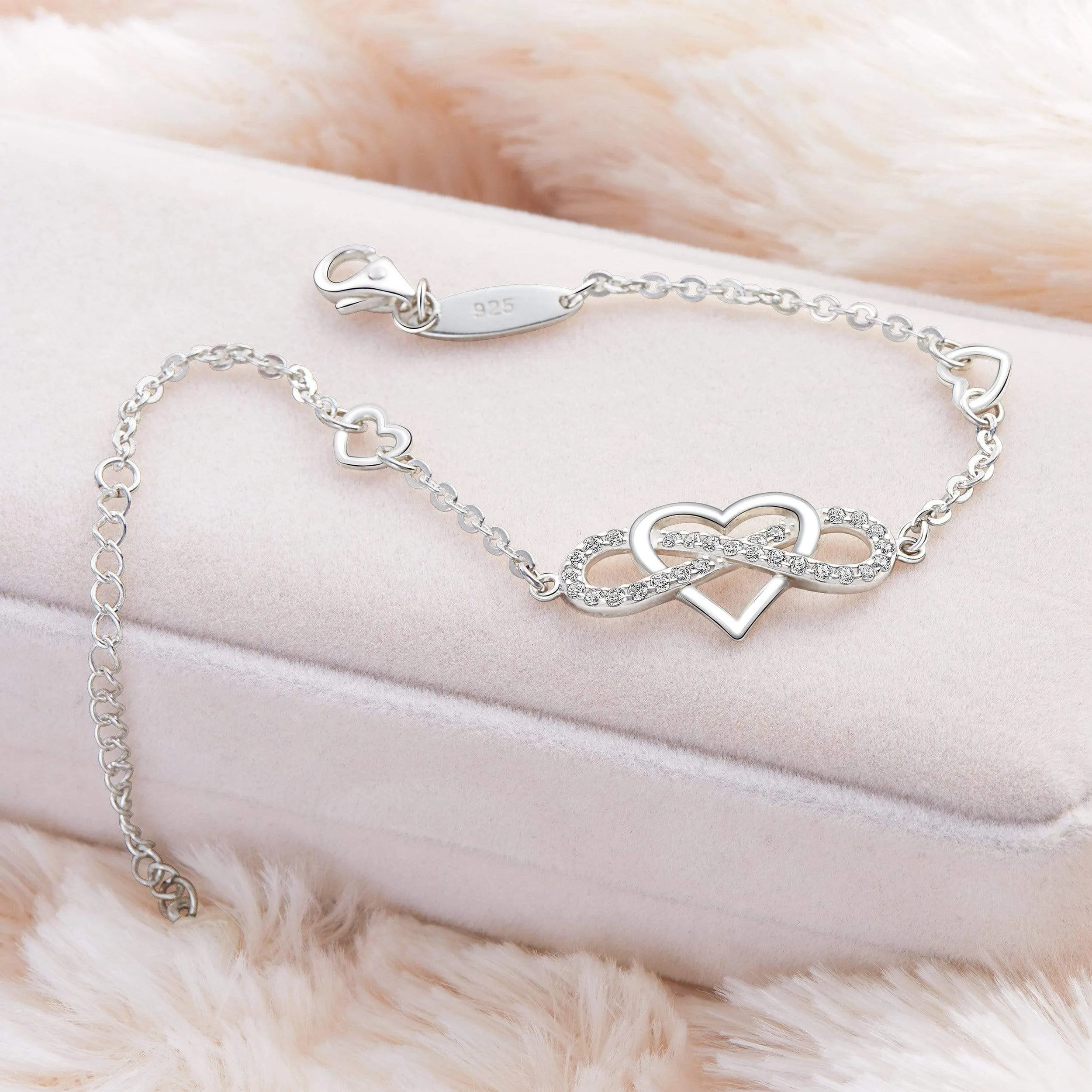 Sterling Silver Infinity Heart Bracelet