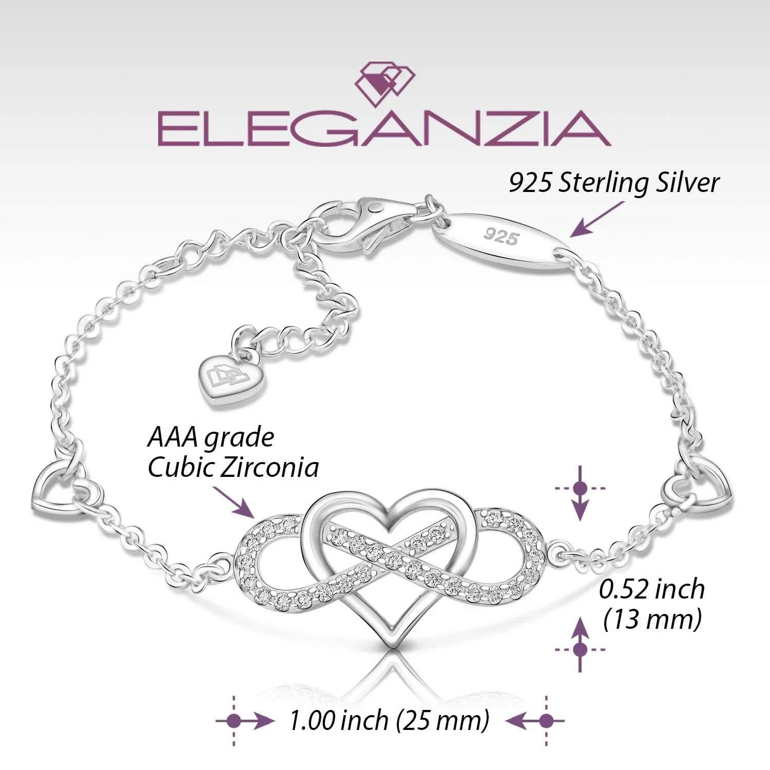 Sterling Silver Infinity Heart Bracelet