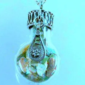 Sterling Silver Roman Glass in a Bottle Necklace with Charms Necklaces 925