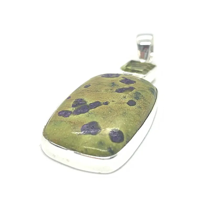 Stichtite Green Amethyst Rectangle Pendant