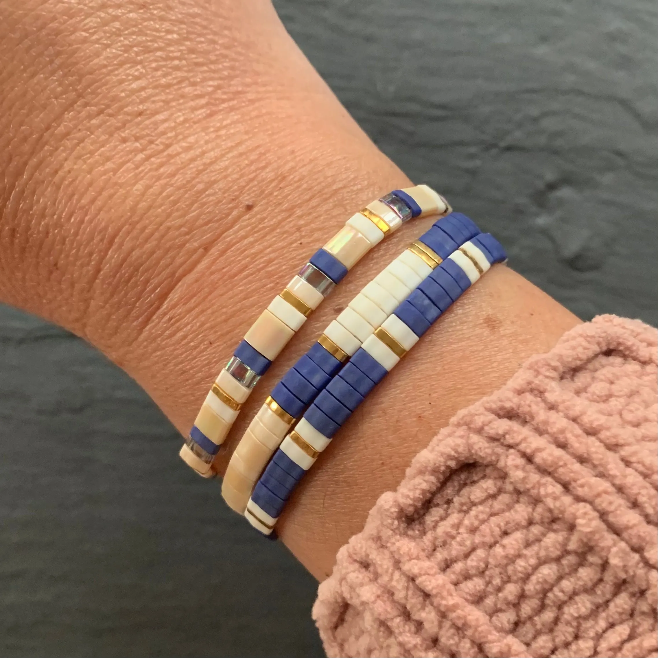 Stretch Tile Bracelet - NAVY MIX