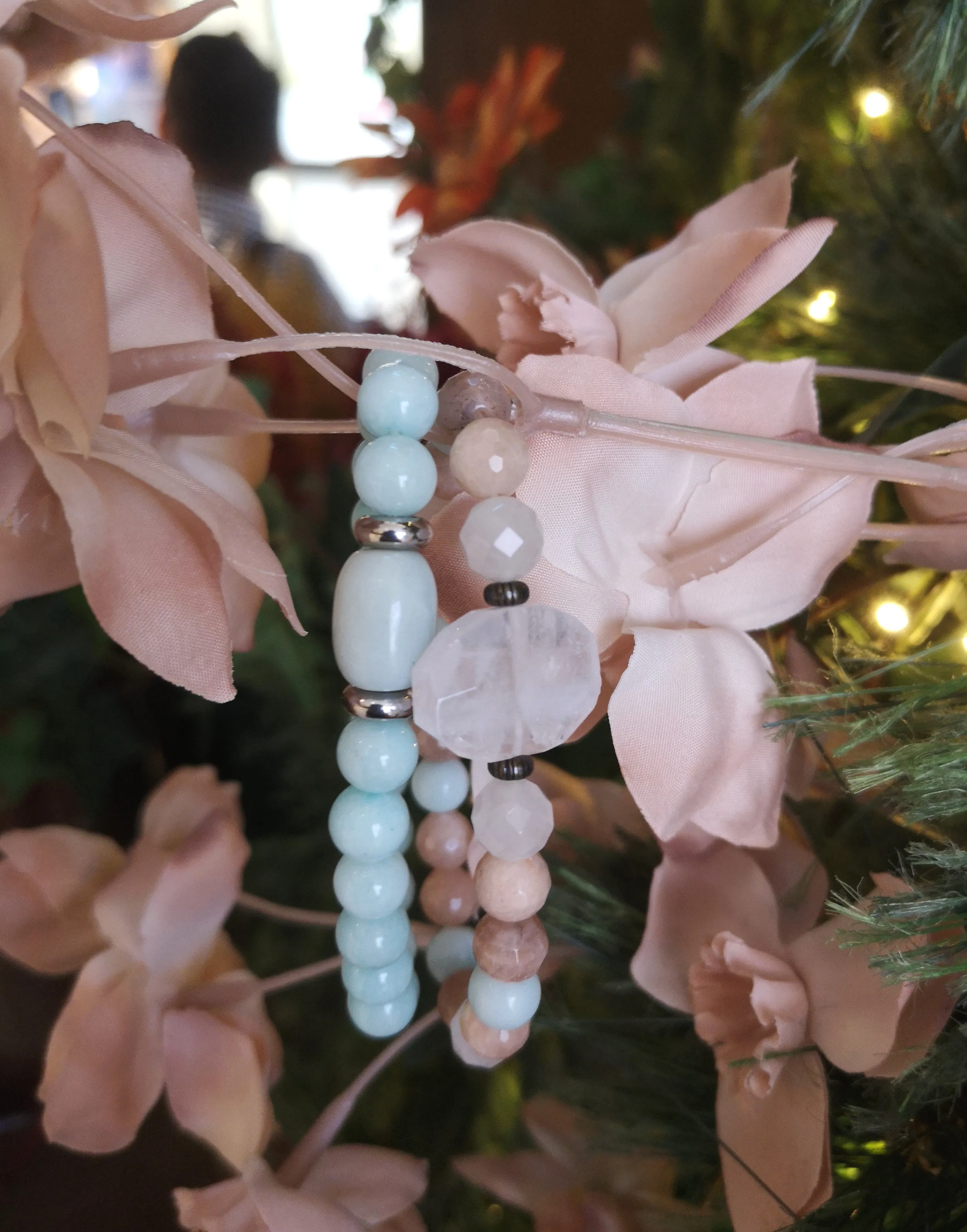 Sunstone, Rose Quartz, Amazonite Single Mala Bracelet