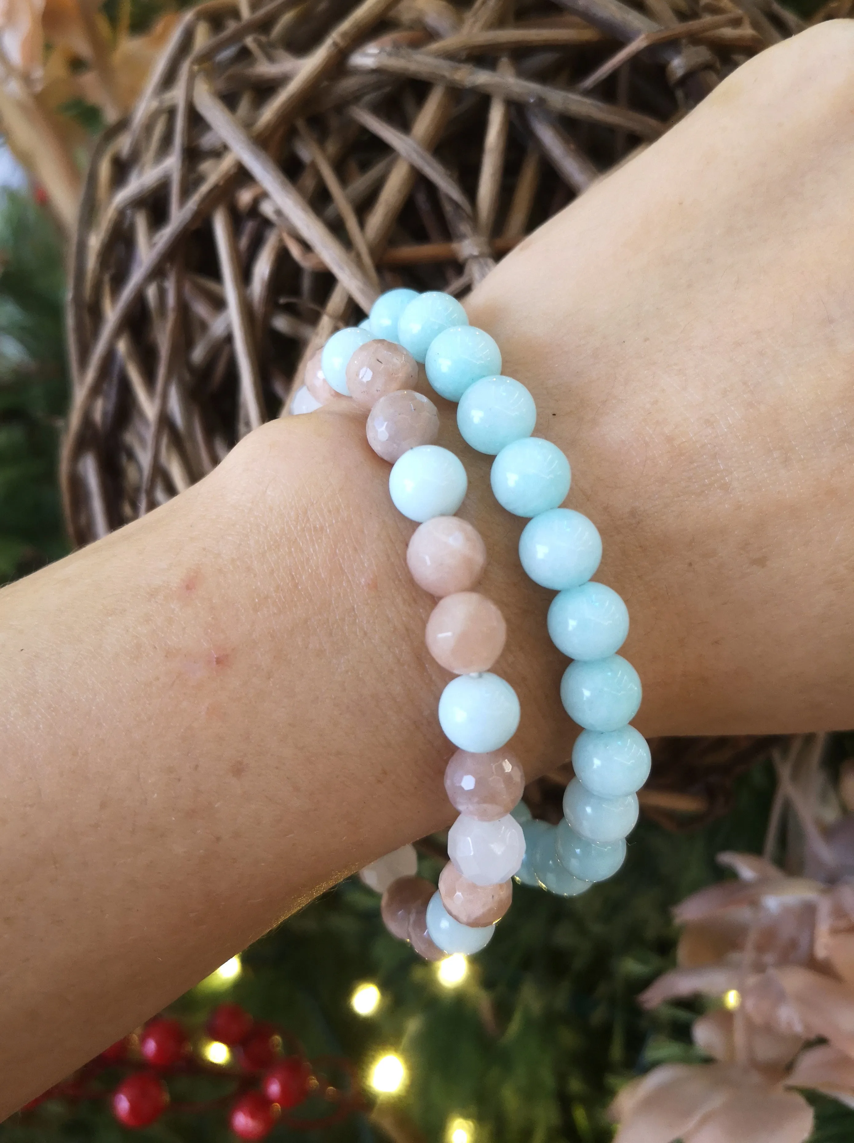 Sunstone, Rose Quartz, Amazonite Single Mala Bracelet