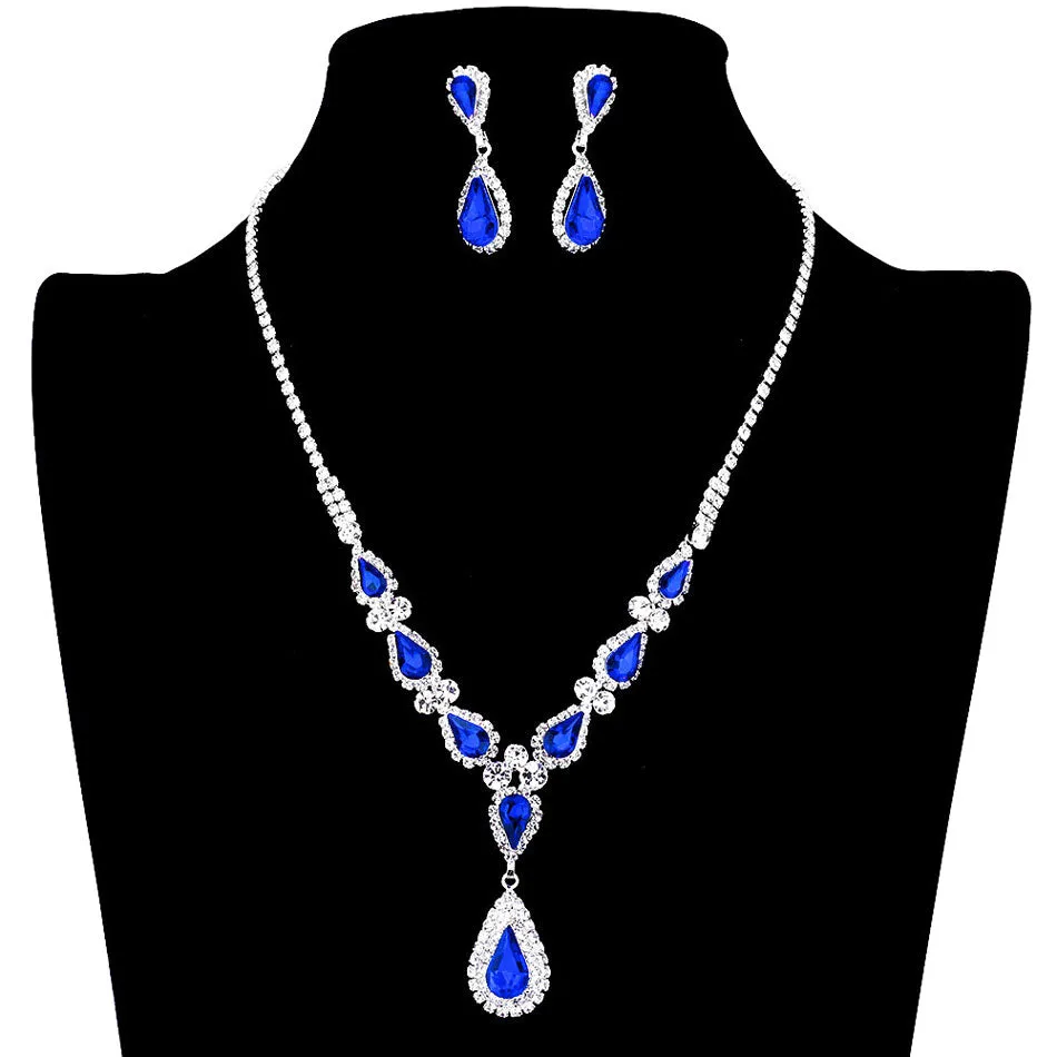 Teardrop Stone Accented Rhinestone Necklace