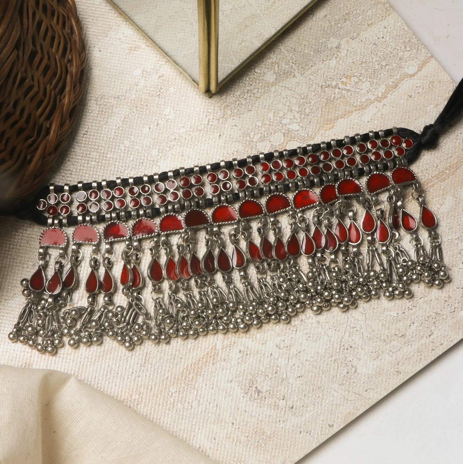 Teejh Zaira Red Choker Necklace