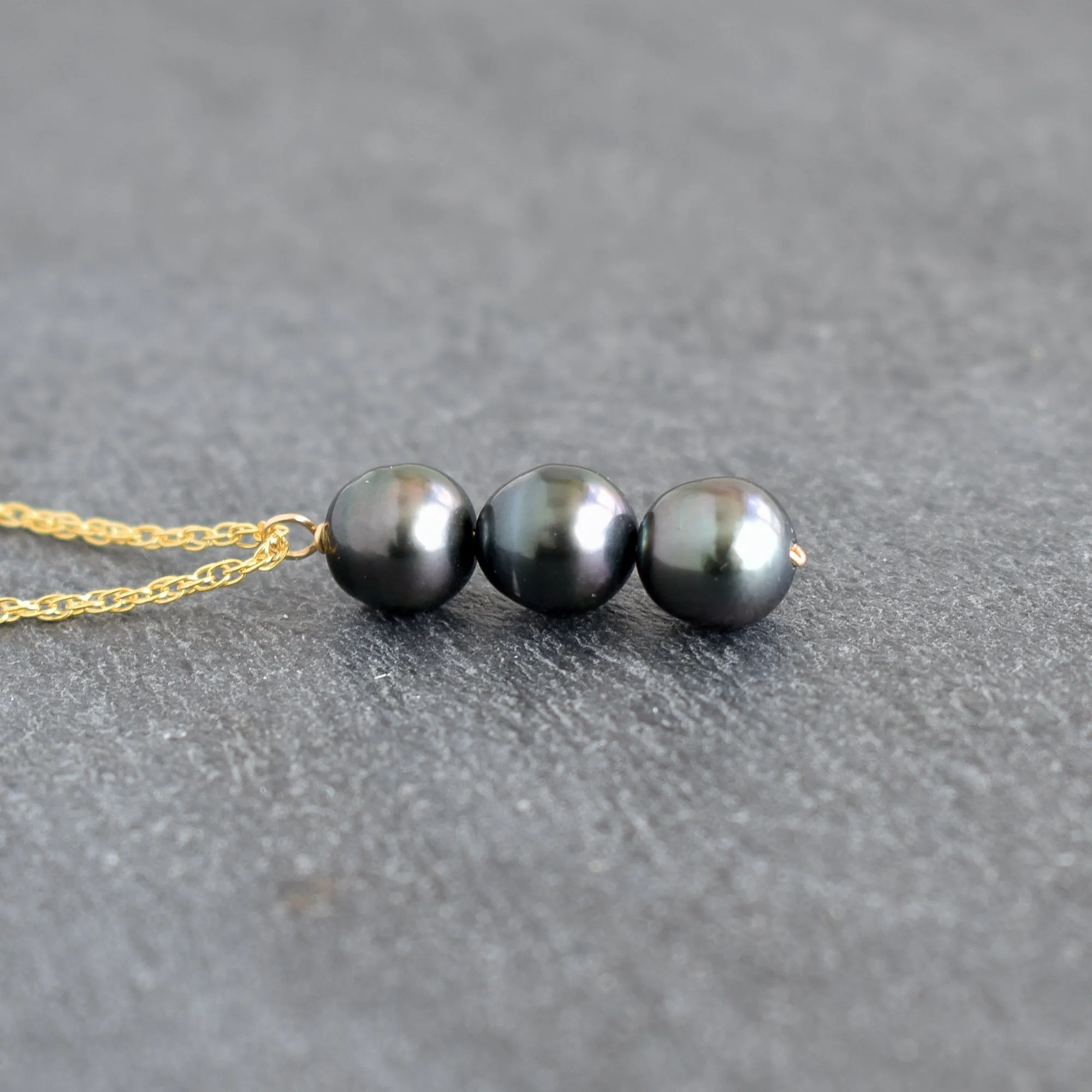 Three Tahitian Pearl Vertical Pendant Necklace