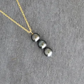 Three Tahitian Pearl Vertical Pendant Necklace