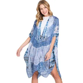 Tie Dye Print Kimono Poncho