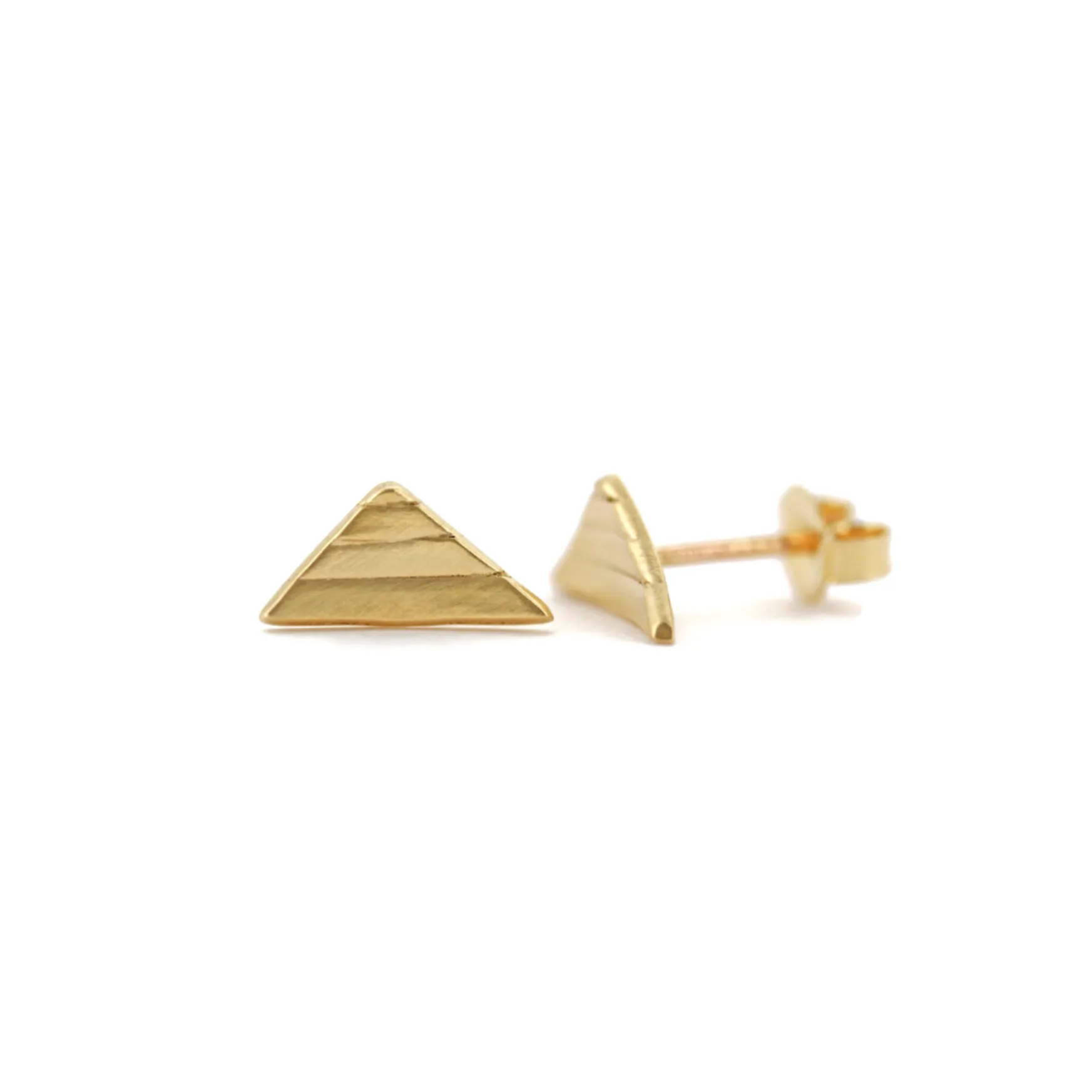 Triangle Stud Earrings - 14K Gold