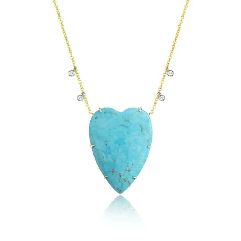 Turquoise and Diamond Heart Necklace