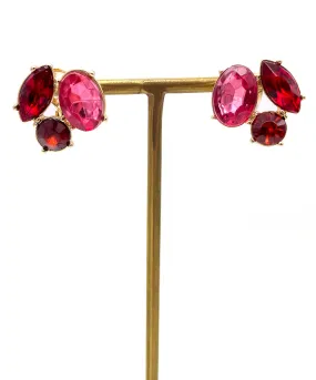 【USA輸入】ヴィンテージ JONETTE JEWELRY ルビーレッド ピンク ビジュー イヤリング/Vintage JONETTE JEWELRY Ruby Pink Bijou Clip On Earrings