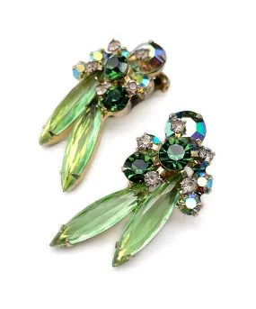 【USA輸入】ヴィンテージ JULIANA グリーン オーロラ ビジュー イヤリング/Vintage JULIANA Green Aurora Bijou Clip On Earrings