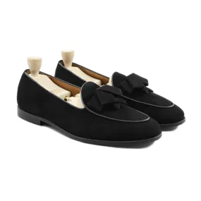 Vasteras - Men's Black Kid Suede Loafer