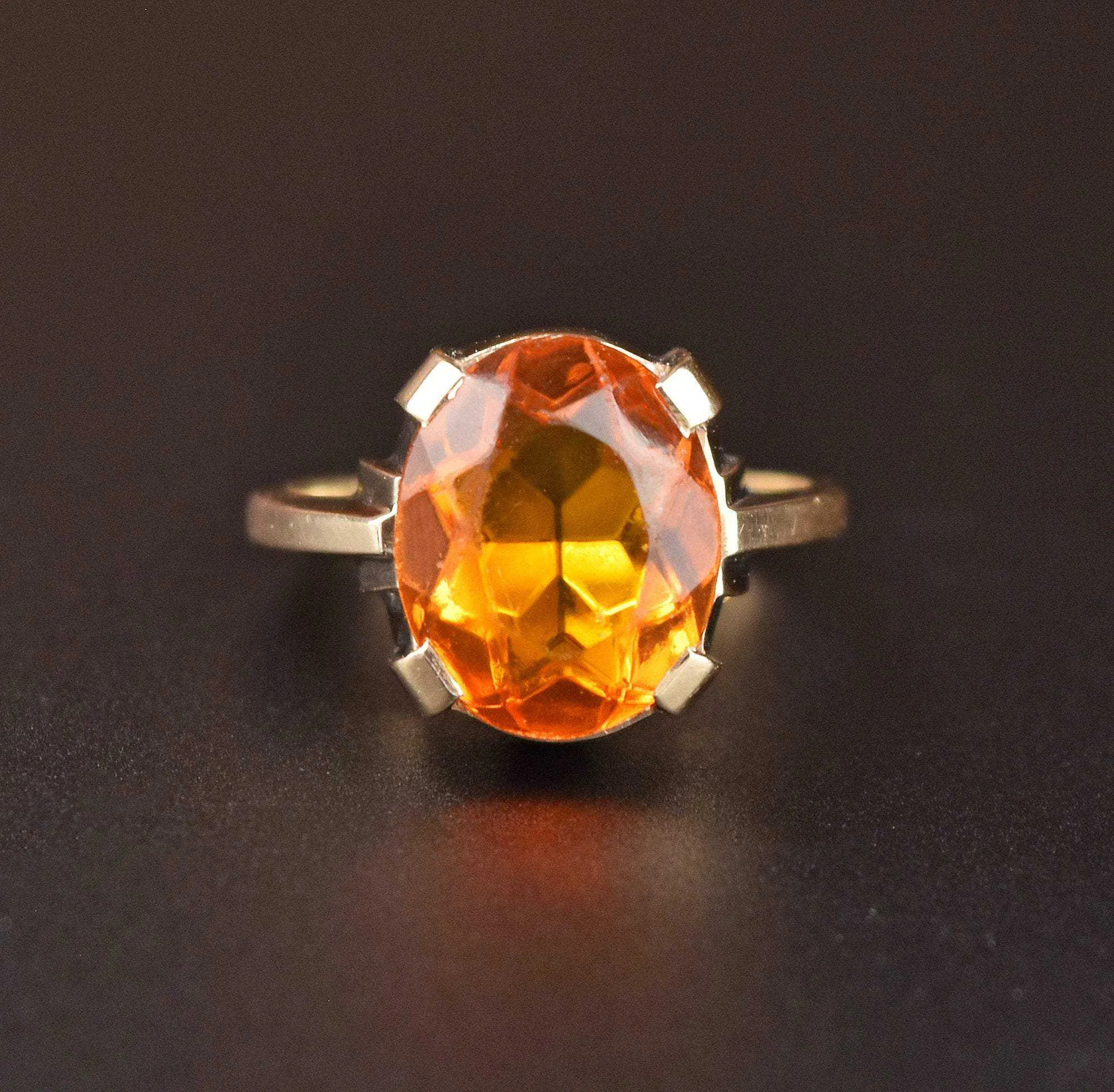 Vintage Art Deco Gold Citrine Ring - ON HOLD