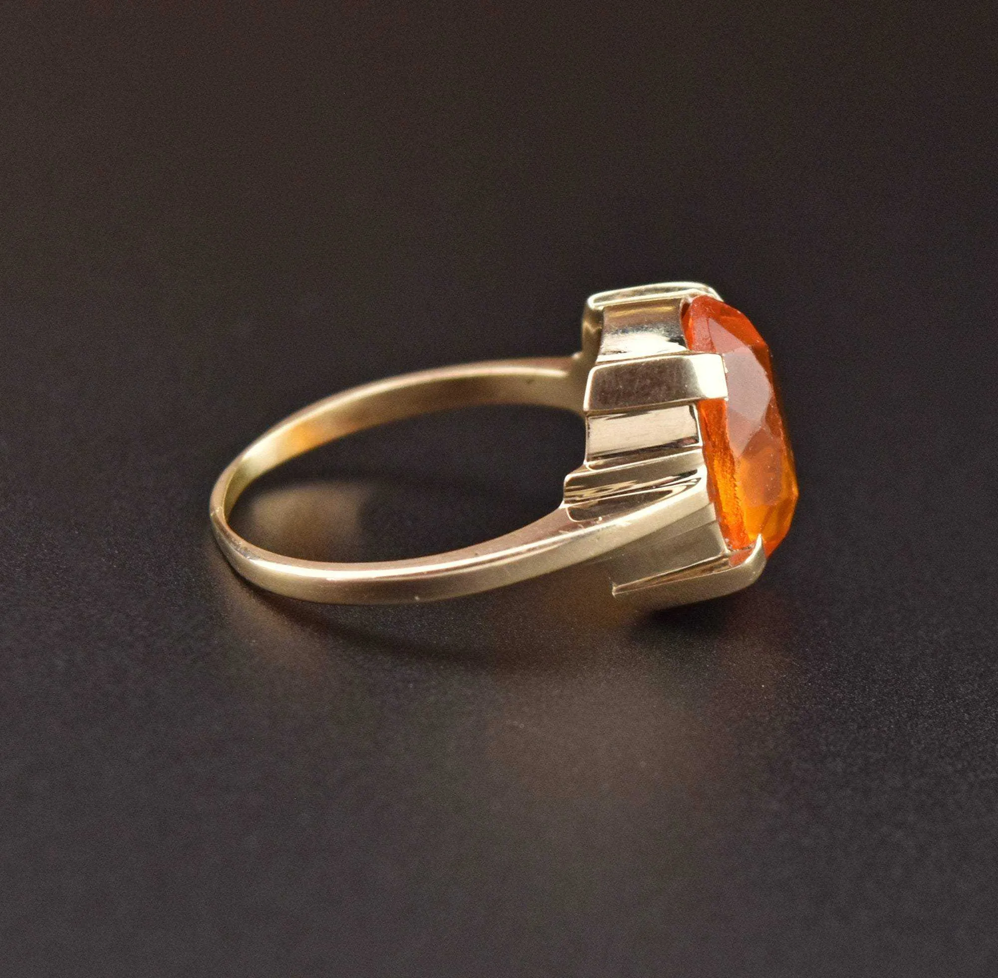 Vintage Art Deco Gold Citrine Ring - ON HOLD