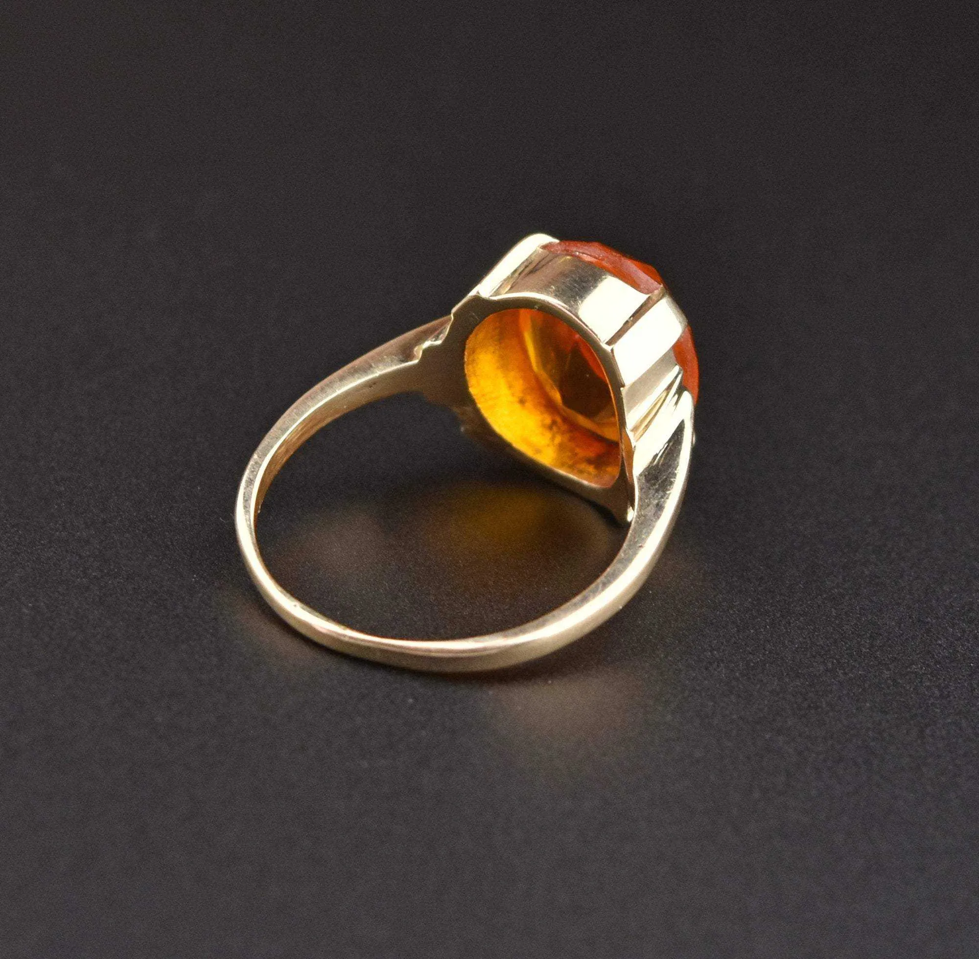 Vintage Art Deco Gold Citrine Ring - ON HOLD