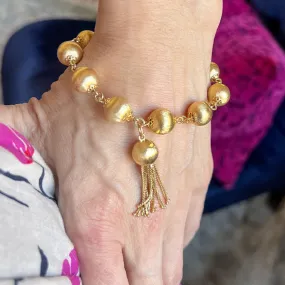 Vintage Gold Bead & Tassel Bracelet