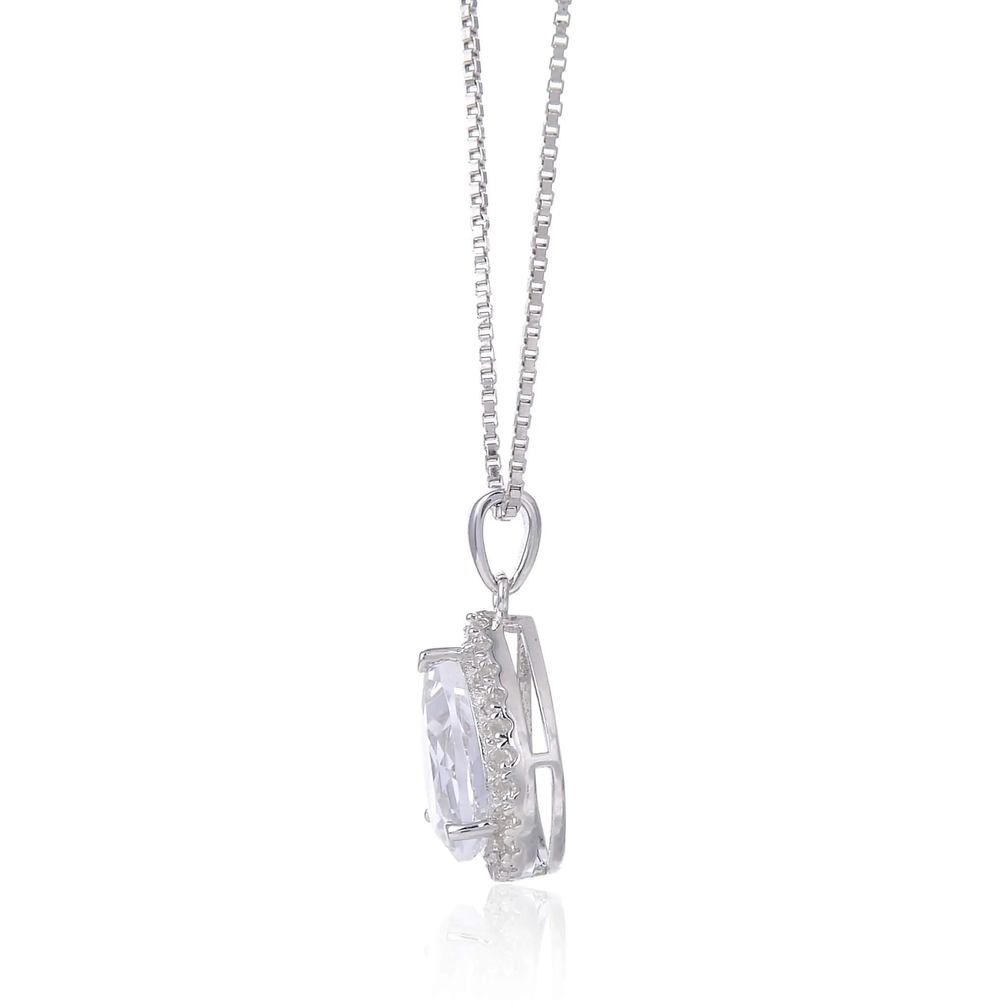 White Topaz Wide Teardrop Necklace