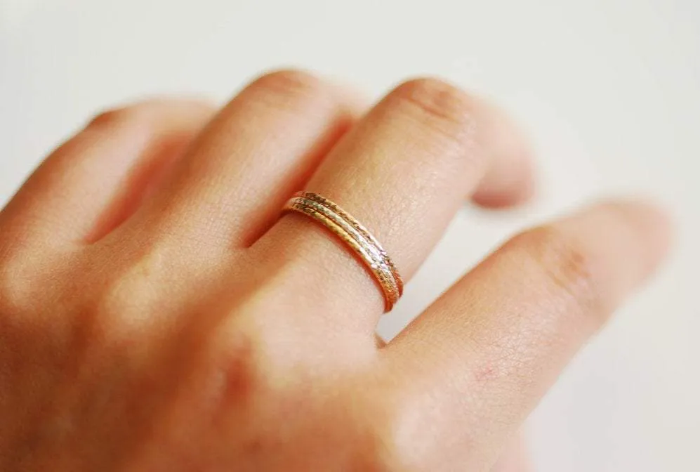 Wholesale Sparkle 14k Rose Gold Filled Stacking Ring - simple everyday 14k rose gold fill thin knuckle midi ring, minimalist ring, dainty ring [3]