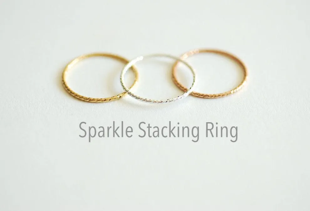 Wholesale Sparkle 14k Rose Gold Filled Stacking Ring - simple everyday 14k rose gold fill thin knuckle midi ring, minimalist ring, dainty ring [3]